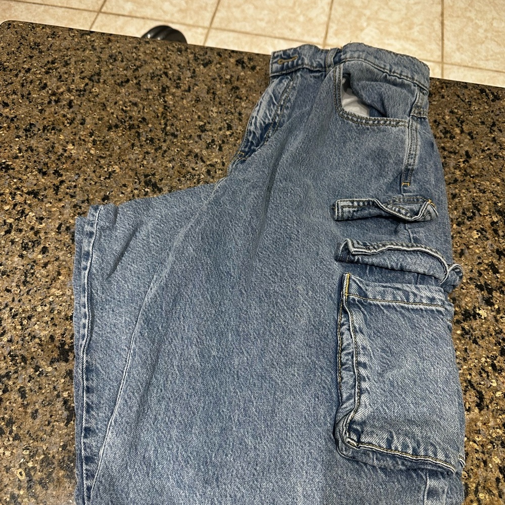Ardene Light Blue Denim cargo jeans
